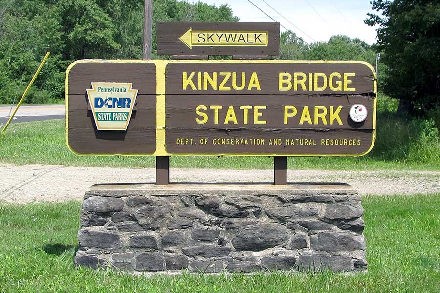 Sign with directions to Kinzua State Park