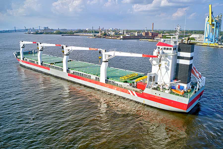 Large cargo ship on the Delaware River