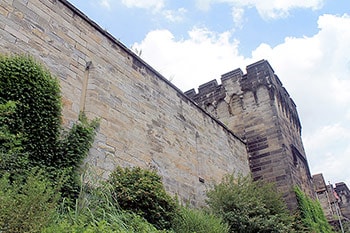 Stone walls at Eastern State Penitentiary