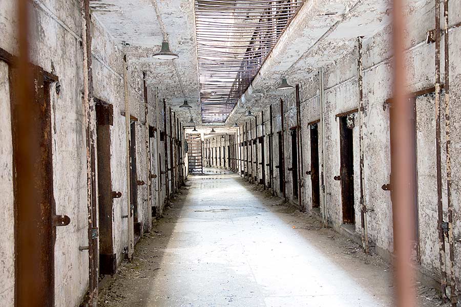 Corridor of cells at Eastern State Penitentiary